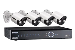 4K Ultra HD IP NVR System with 4 Active Deterrence Security Cameras, 130ft Night Vision