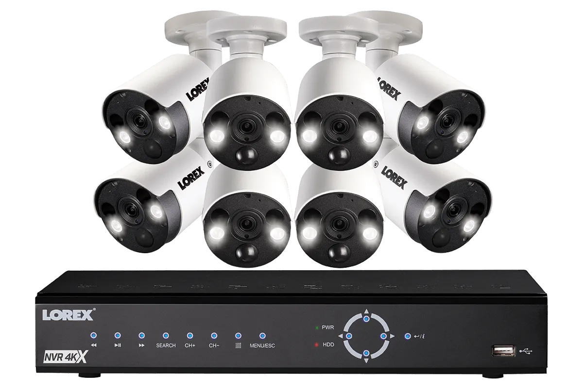 4K Ultra HD IP NVR System with 8 Active Deterrence Security Cameras, 130ft Night Vision