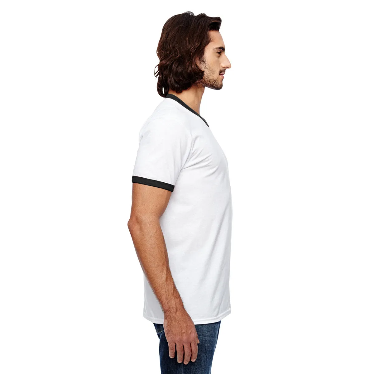 Anvil Men's White/Black Lightweight Ringer T-Shirt