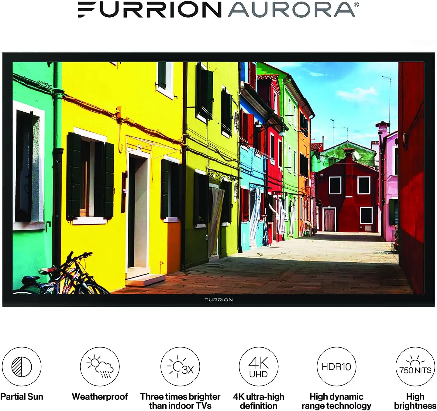 Aurora 55-Inch Partial Sun Outdoor TV (2021 Model)- Weatherproof, 4K UHD HDR LED Outdoor Television with Auto-Brightness Control - FDUP55CBS