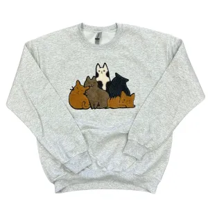 AWANJ Donation - Fluffy Kitty Cat Crew Neck Sweatshirt With Black Shimmer Trim - Grey