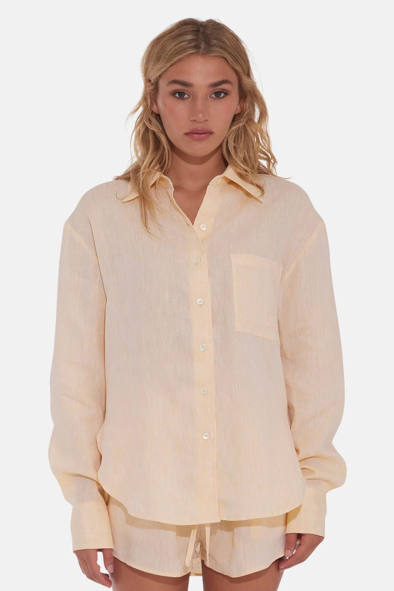 Balsam Linen Boyfriend Shirt Yellow