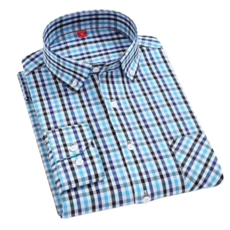 CHEDRA Design Men's Trendy Fashion Plaid Style Casual Business Dress Shirt