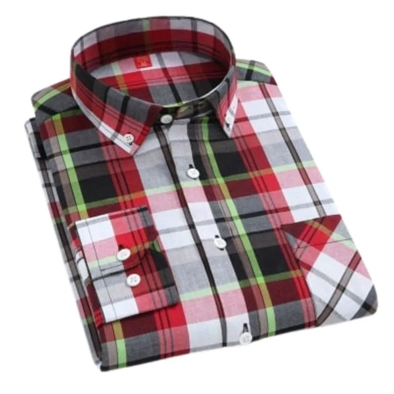 CHEDRA Design Men's Trendy Fashion Plaid Style Casual Business Dress Shirt