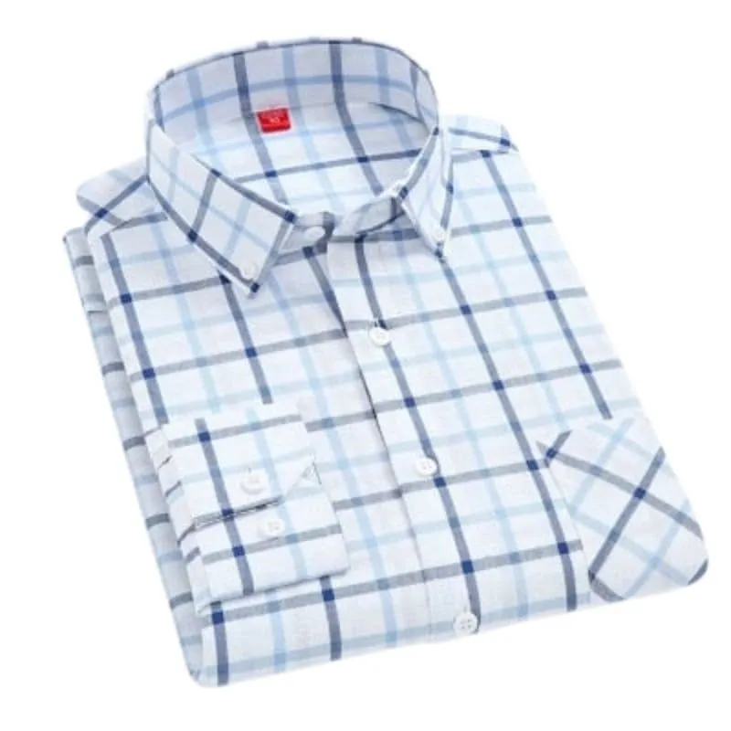 CHEDRA Design Men's Trendy Fashion Plaid Style Casual Business Dress Shirt