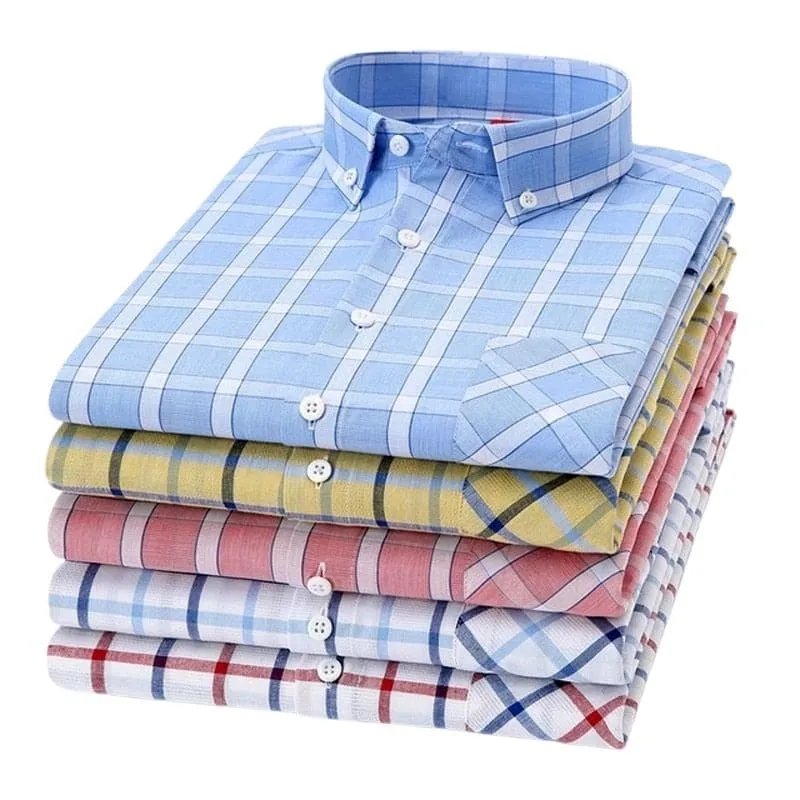 CHEDRA Design Men's Trendy Fashion Plaid Style Casual Business Dress Shirt