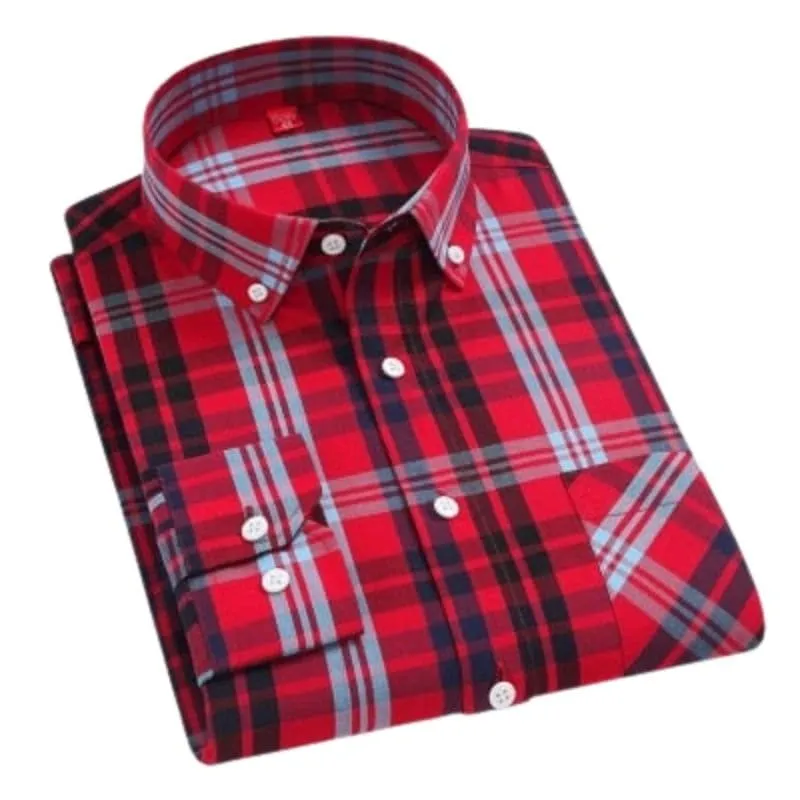 CHEDRA Design Men's Trendy Fashion Plaid Style Casual Business Dress Shirt