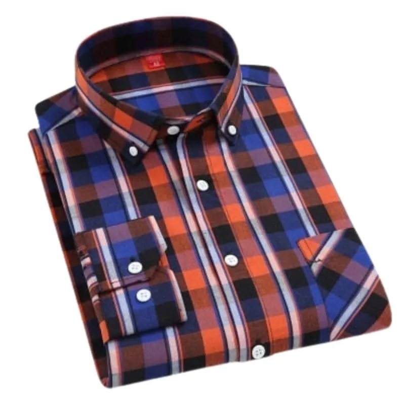 CHEDRA Design Men's Trendy Fashion Plaid Style Casual Business Dress Shirt