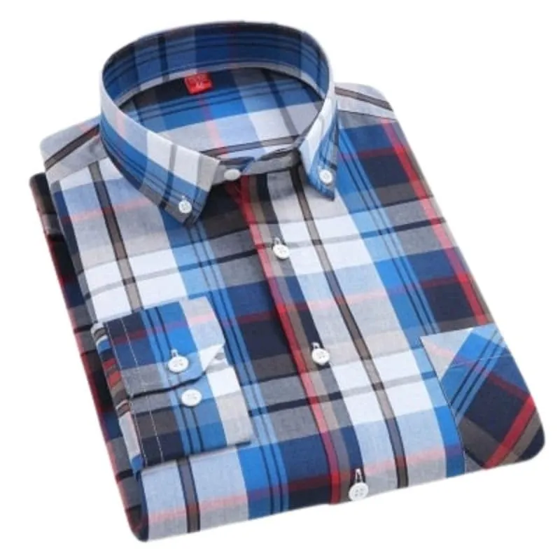 CHEDRA Design Men's Trendy Fashion Plaid Style Casual Business Dress Shirt