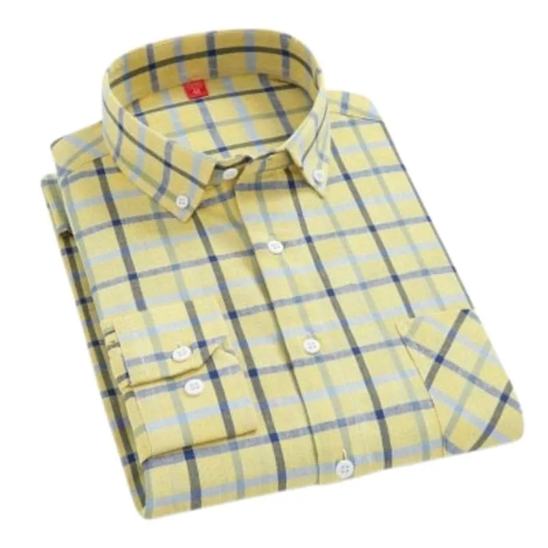 CHEDRA Design Men's Trendy Fashion Plaid Style Casual Business Dress Shirt