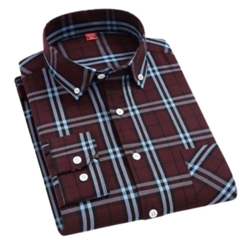 CHEDRA Design Men's Trendy Fashion Plaid Style Casual Business Dress Shirt