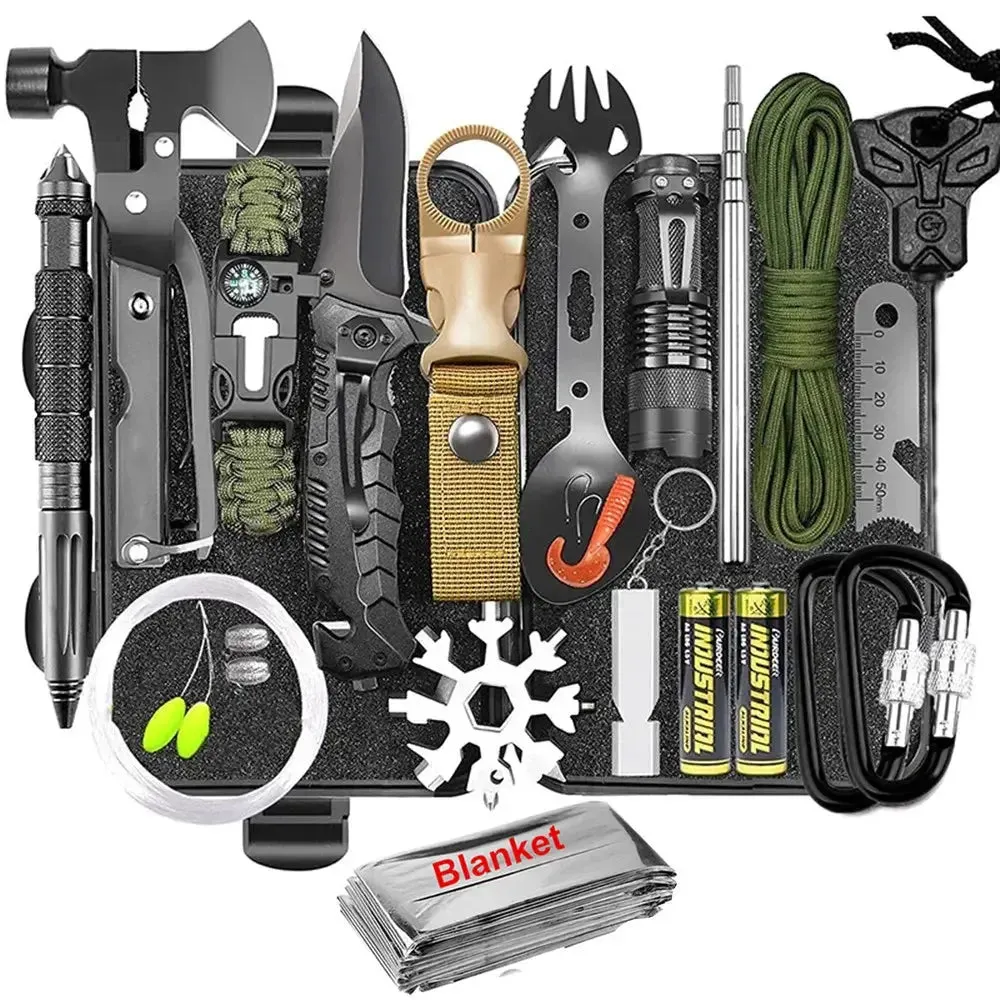 Emergency Survival Kit 30 in 1 Professional Survival Gear Equipment First Aid Supplies for SOS Tactical Hiking Hunting Camping