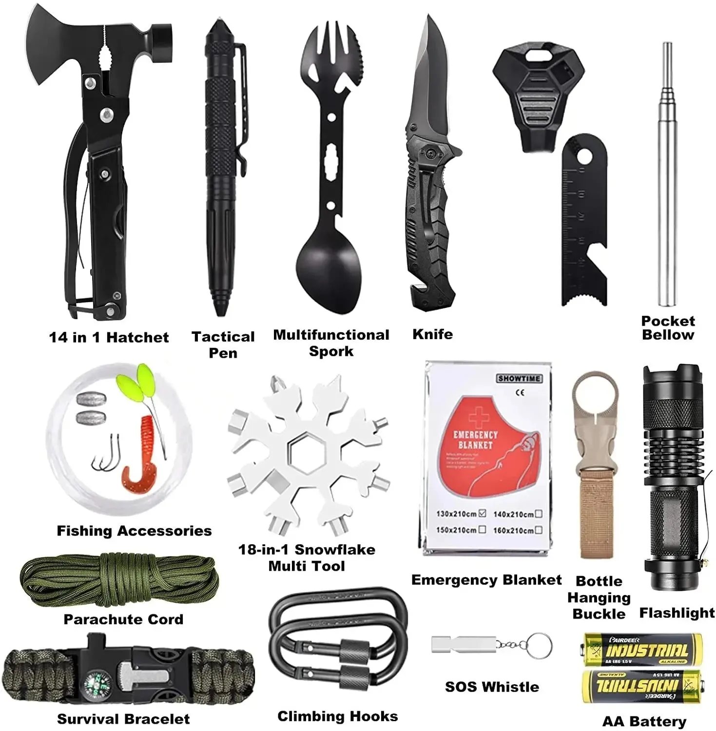 Emergency Survival Kit 30 in 1 Professional Survival Gear Equipment First Aid Supplies for SOS Tactical Hiking Hunting Camping