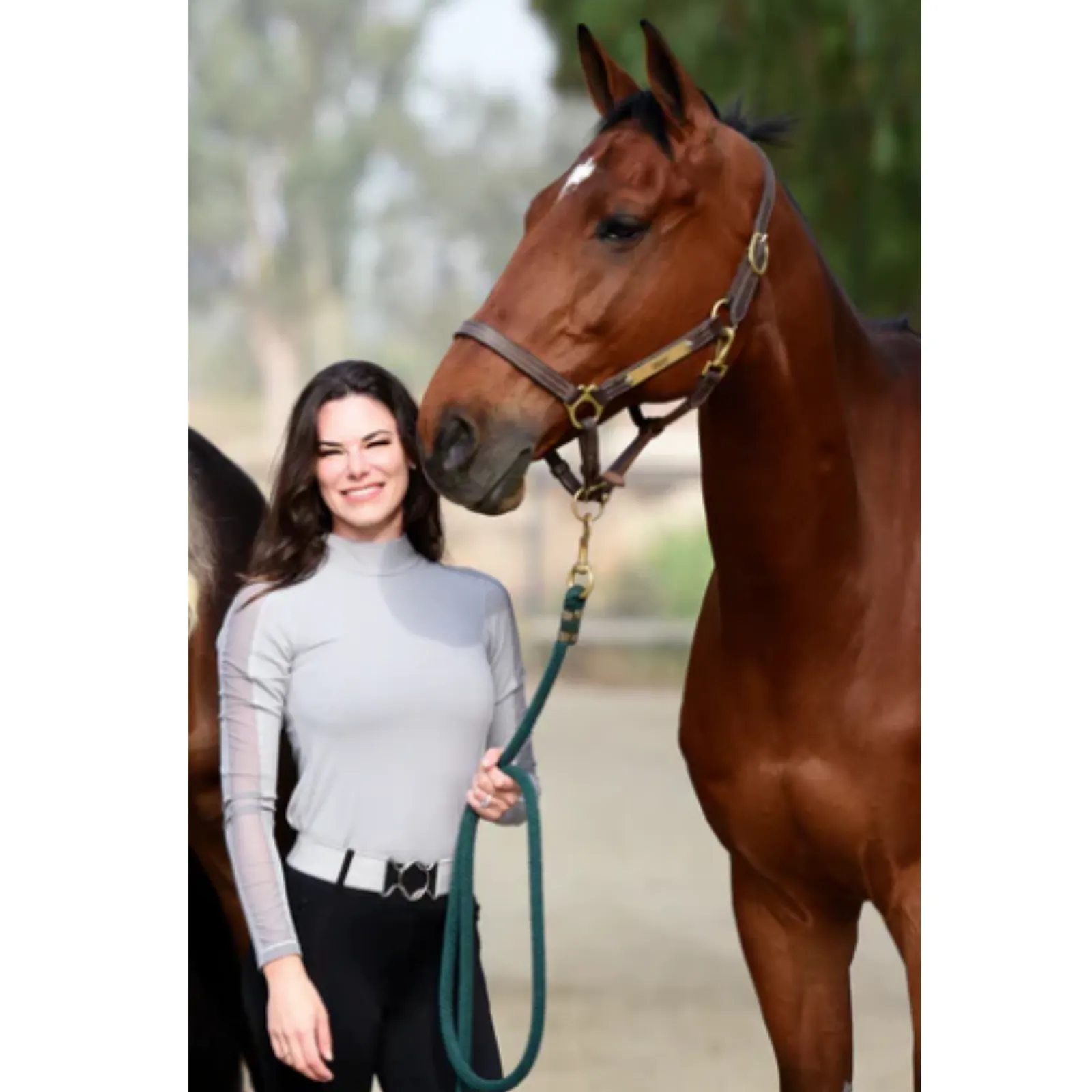 Euphoric Equestrian Soleil Mesh Long Sleeve in Fairy Grey - Women's Medium