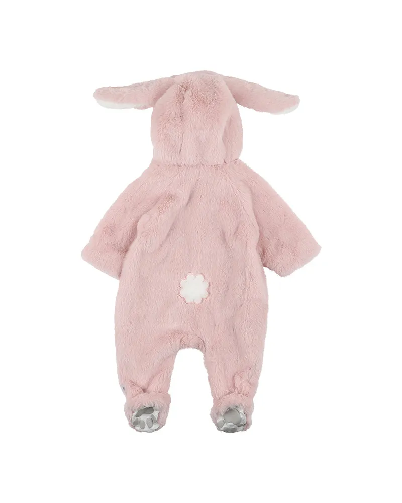 Fox & Finch Latte Faux Fur Onesie - Soft Pink (Size 000 -1)