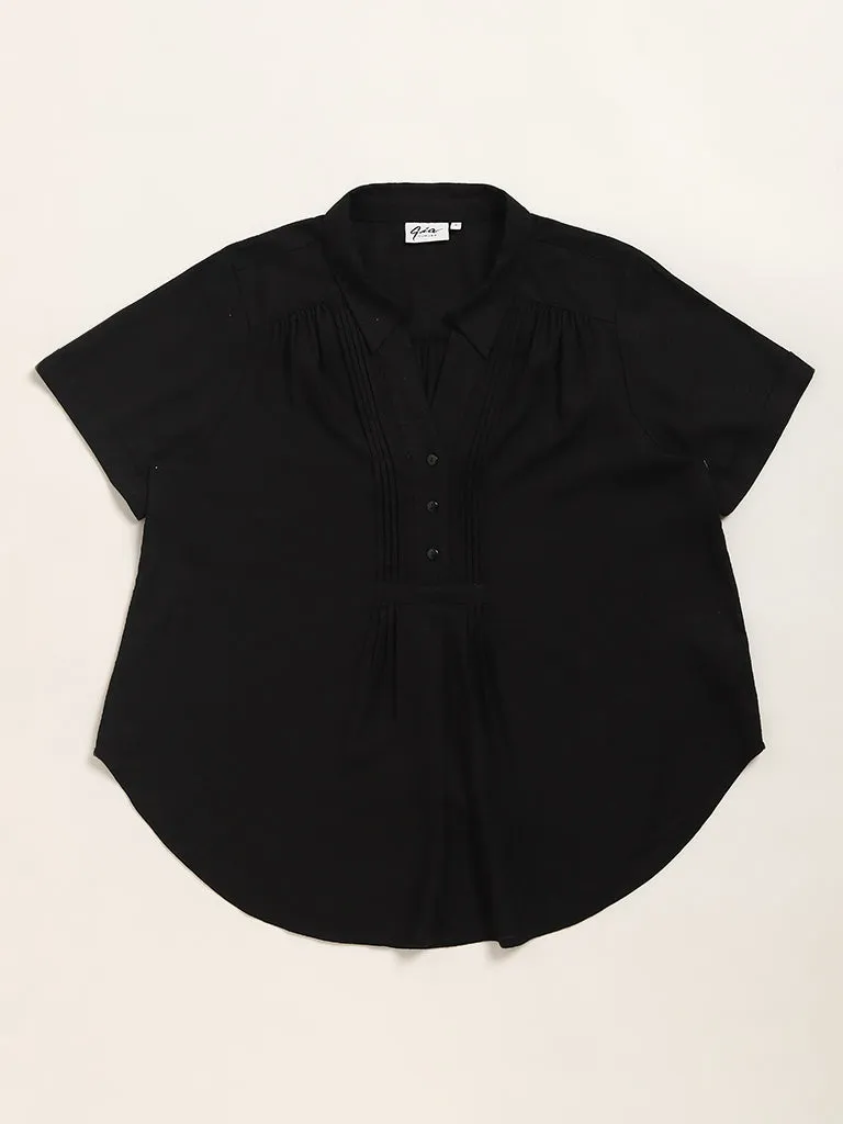 Gia Black Pintuck Detailed Blouse