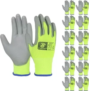 HANDLANDY PU Coated Safety Work Gloves, 6/12 Pairs Work Gloves 11172