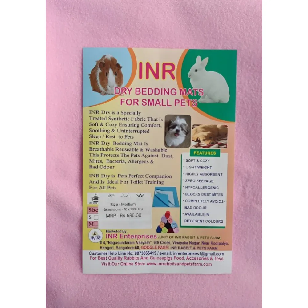 INR'S Farm Fresh Dry Bedding Mats for Small Animals (Light Pink)