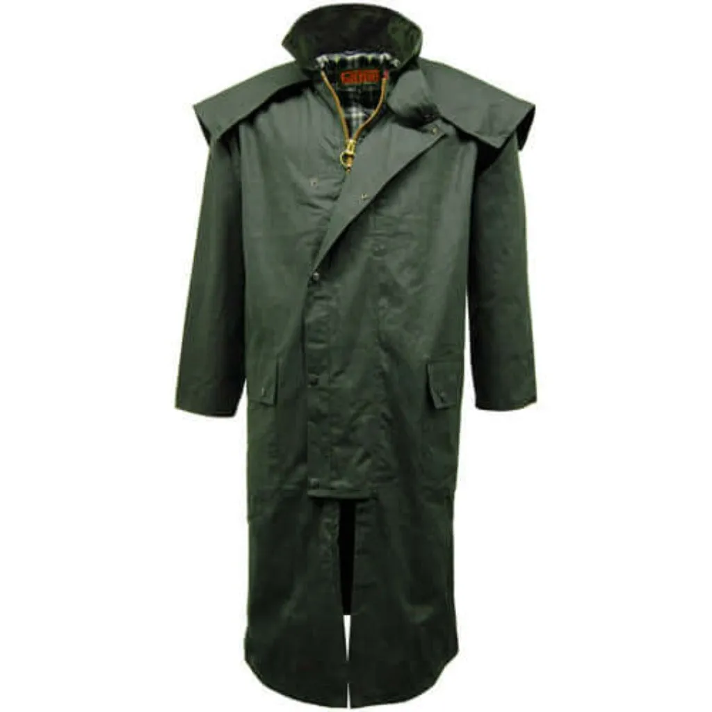 Long Wax Cape Coat - Game Waxed Stockman Jacket