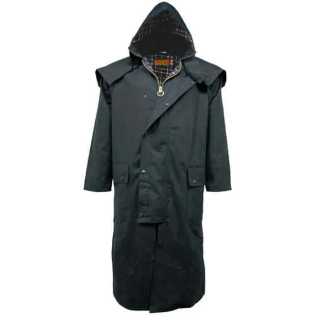 Long Wax Cape Coat - Game Waxed Stockman Jacket