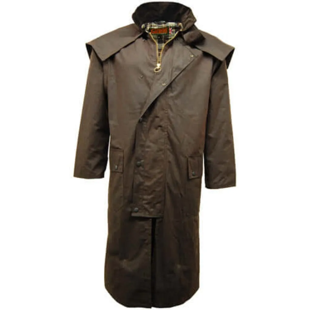 Long Wax Cape Coat - Game Waxed Stockman Jacket