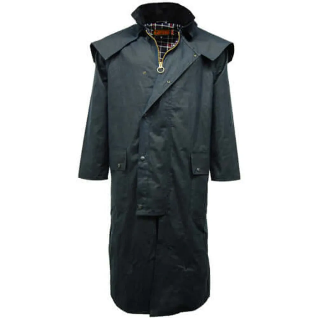 Long Wax Cape Coat - Game Waxed Stockman Jacket