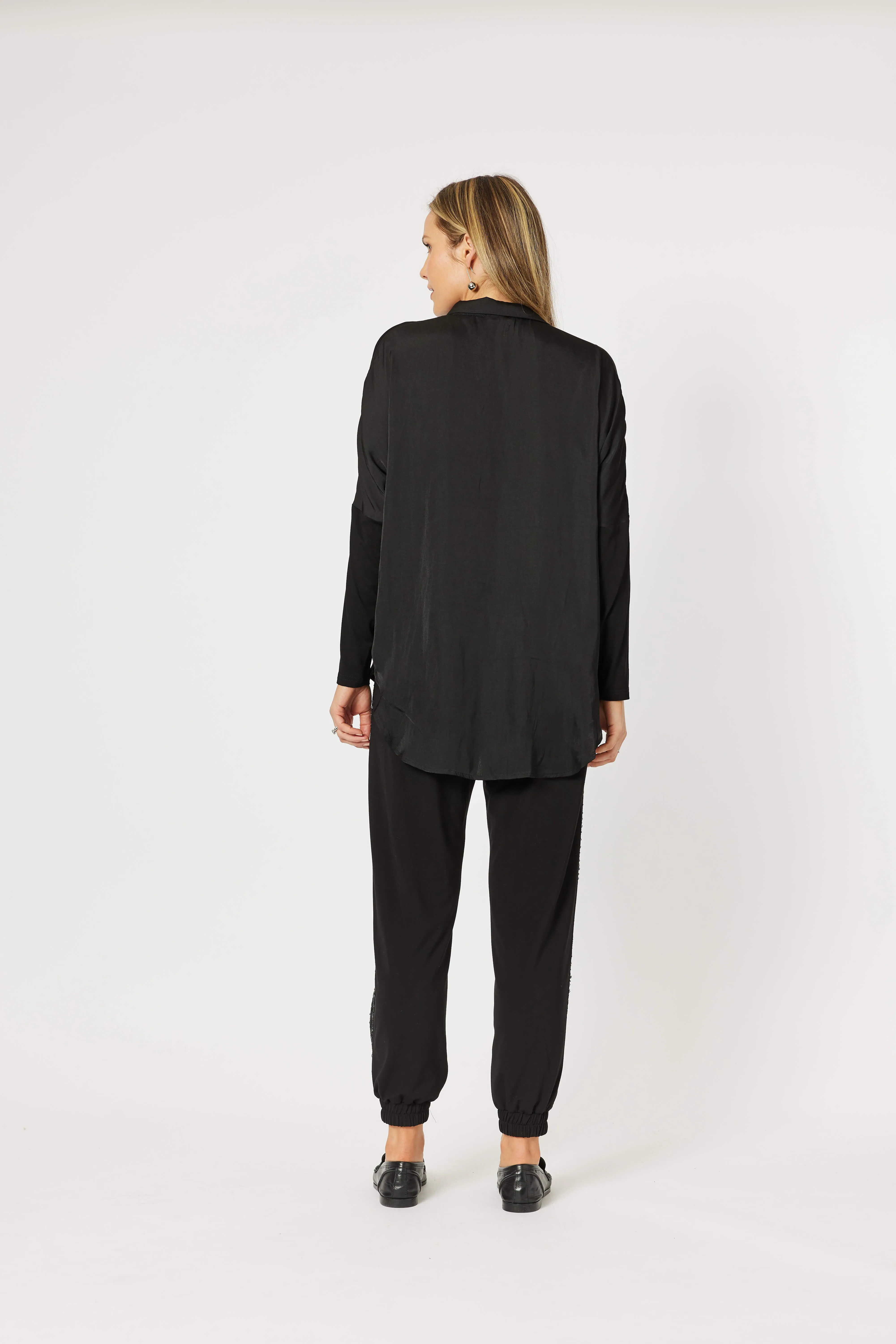 Luxe Button Through Shirt - Black