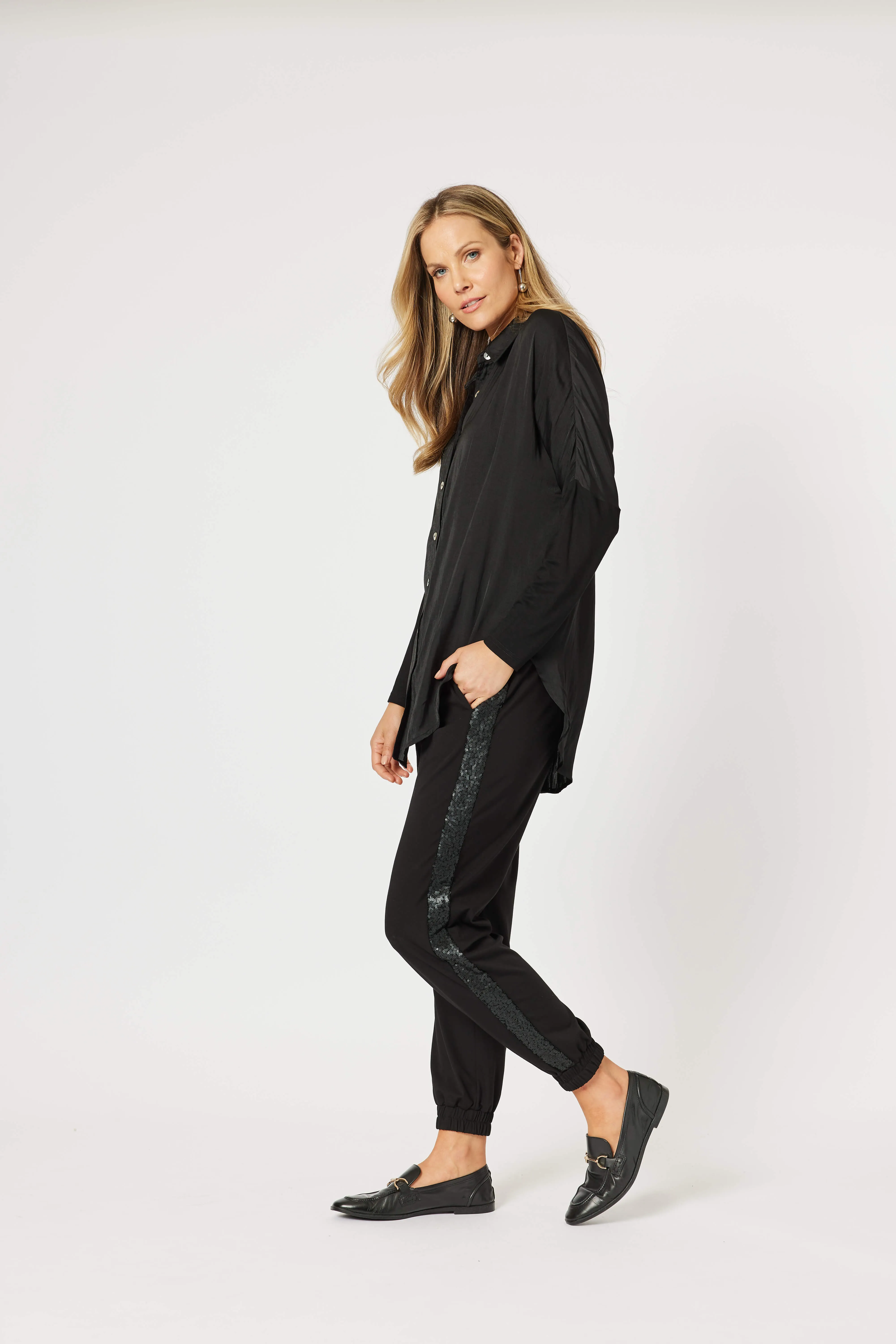 Luxe Button Through Shirt - Black