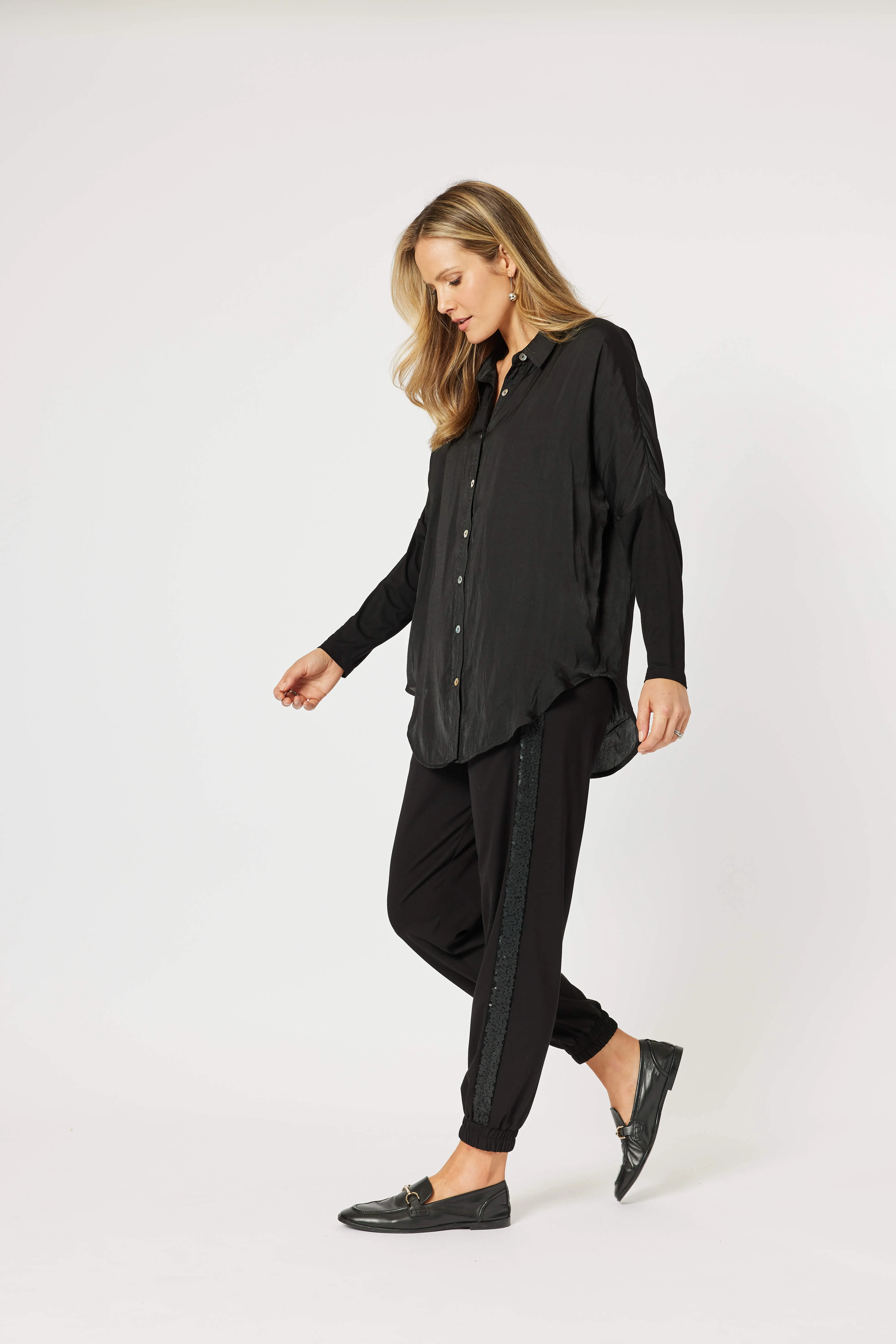 Luxe Button Through Shirt - Black