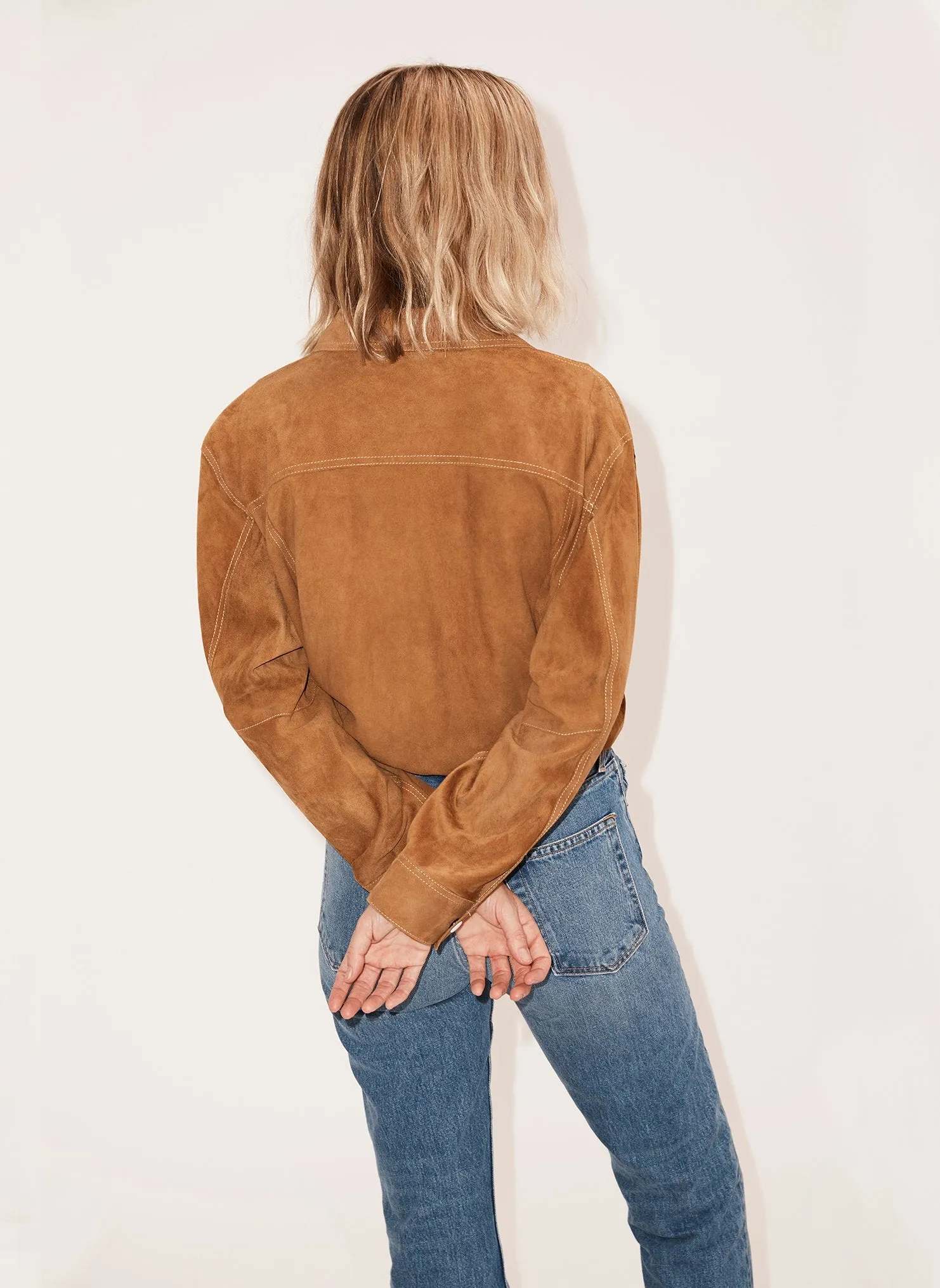 Oversized Contrast Thread Yoke Jacket