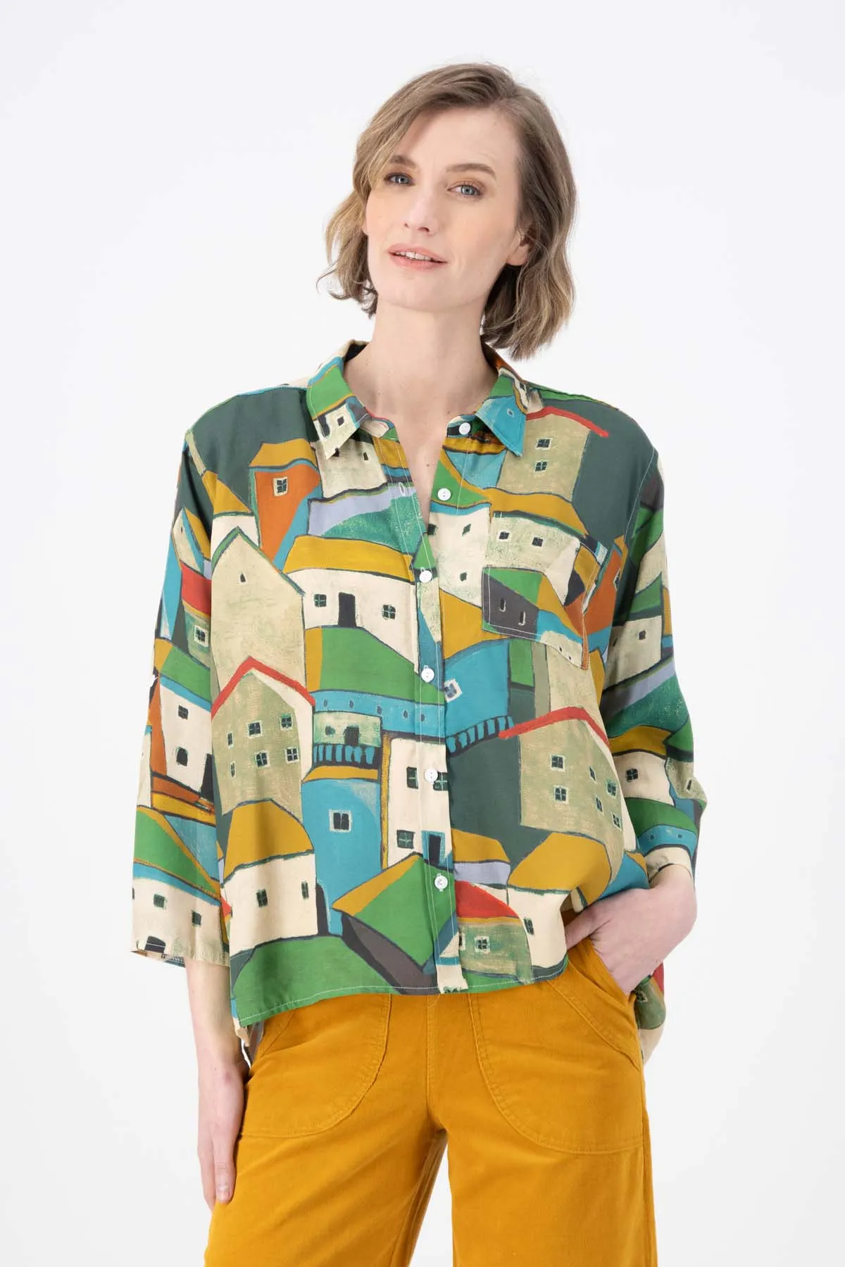 Pueblito Shirt Green in Viscose | Pre-Order