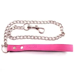 Rouge Garments Pink Leather Lead with Metal Chain and Trigger Hook