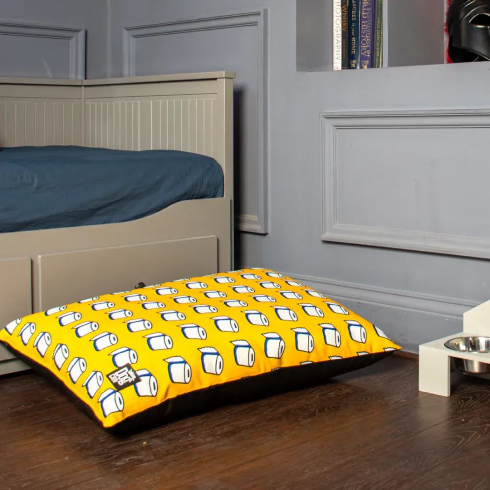 Talking Dog Club TP on my Mind Pillow Bed for Dogs and Cats (Yellow)