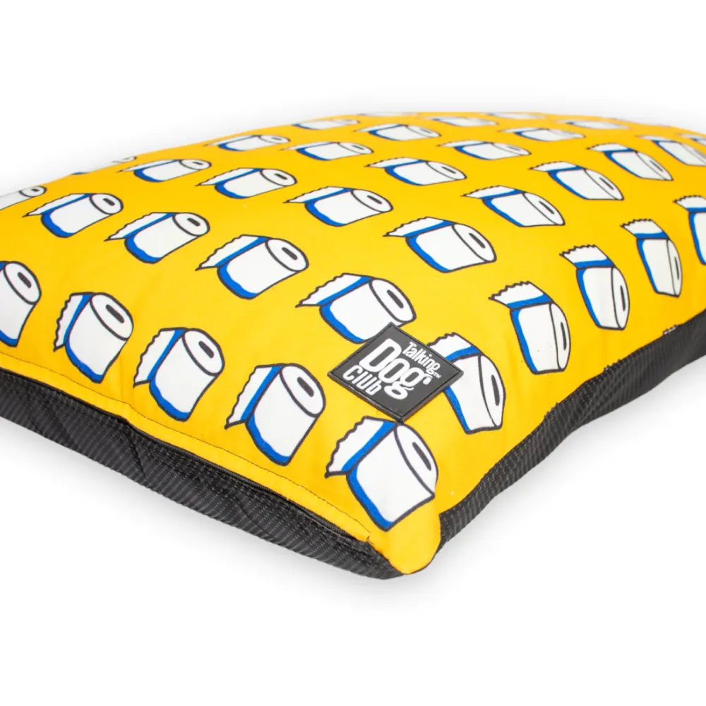 Talking Dog Club TP on my Mind Pillow Bed for Dogs and Cats (Yellow)