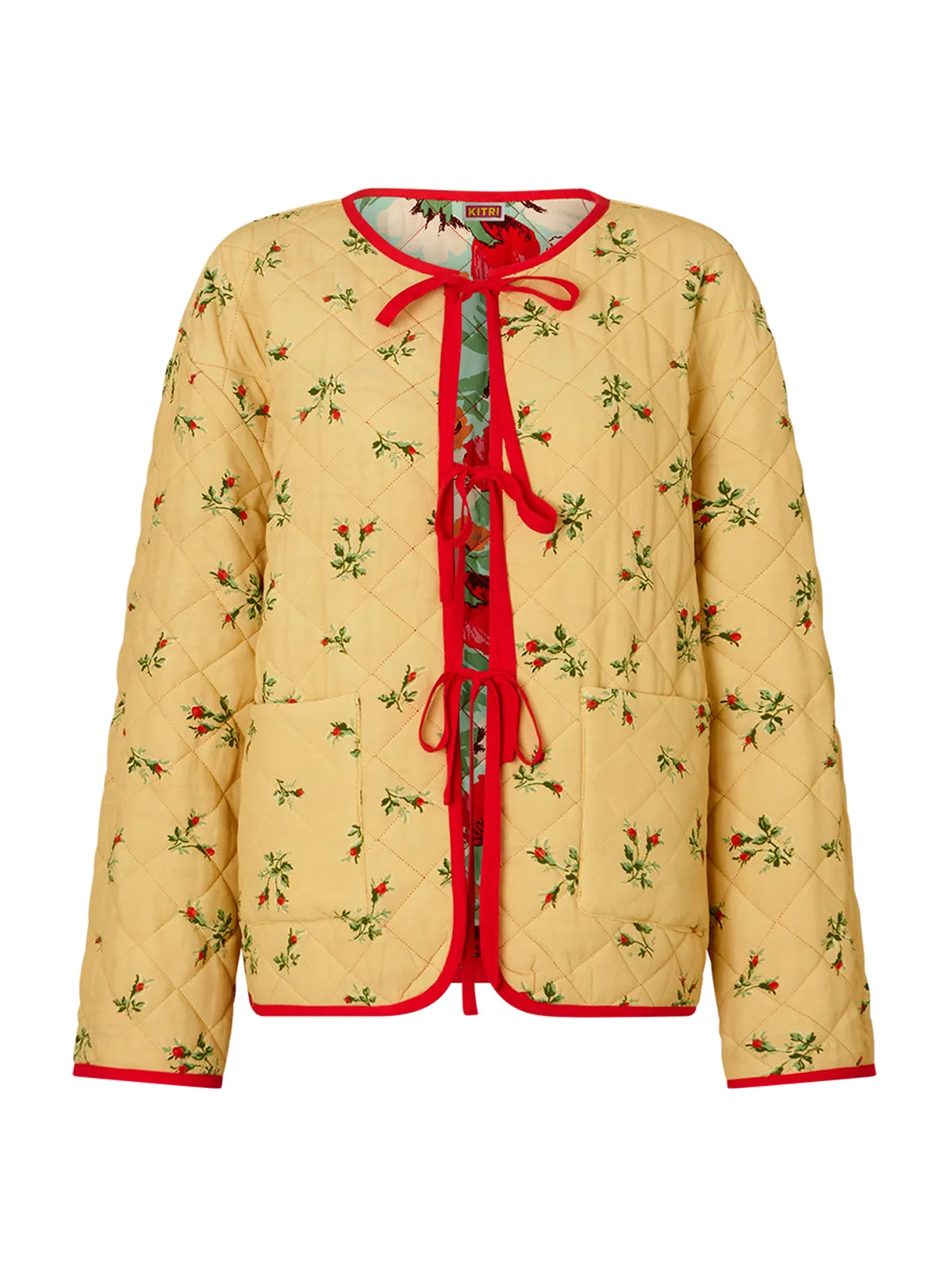 Theodora Green Garden Floral Reversible Quilted Jacket