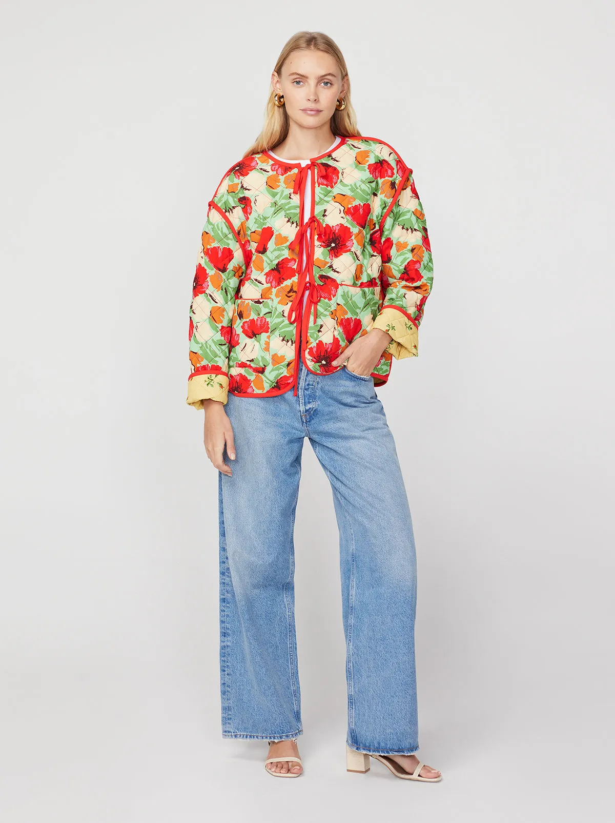 Theodora Green Garden Floral Reversible Quilted Jacket