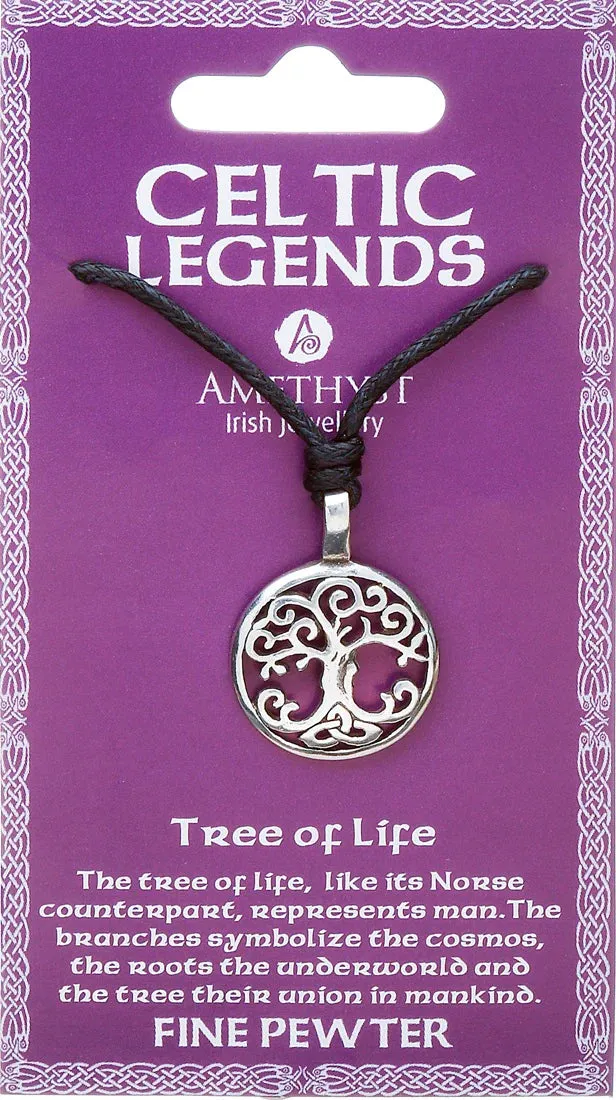 Tree of Life Pewter Necklace by Celtic Legends / Amethyst Irish Jewellery